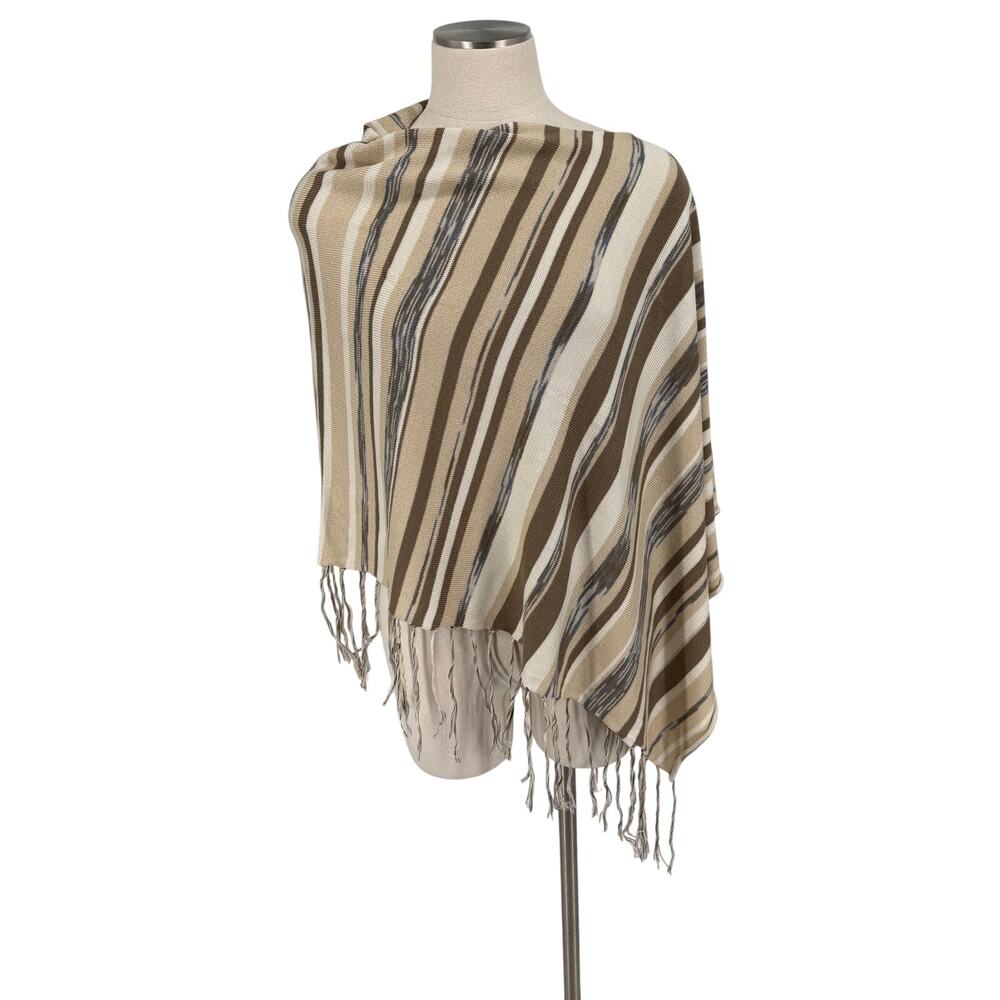 J Jill | Black Cotton Silk Blend Cocoon Nursing Shawl Nursing Cover Poncho Tan